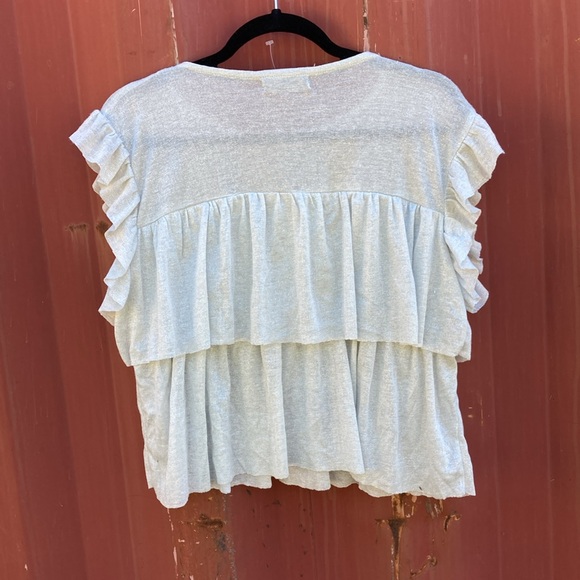 $5/25 OnTwelfth Shimmer Frilly Sleeve Whimsical Sweater - Picture 3 of 7